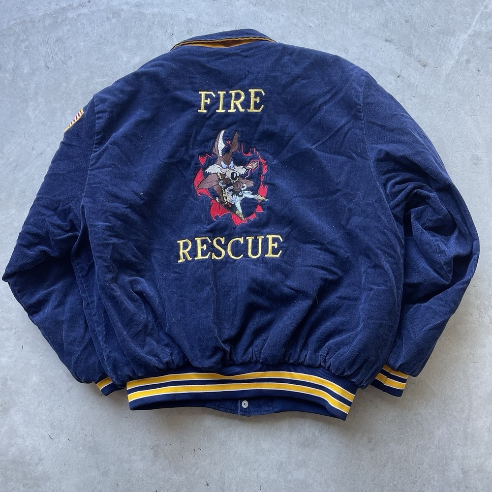 Vintage St. James Fire Rescue Corduroy Jacket USA Made Birdie Embroidered XL